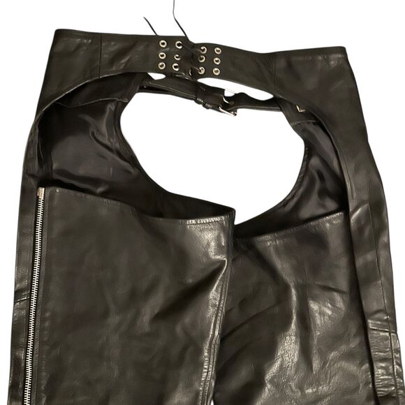 American Top Black Leather Zipper Adjustable Belt Motorcycle Chaps Plus Size 3X - Picture 9 of 9